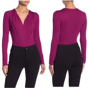 Purple Soft Long-sleeve V- neck Body suit  Small